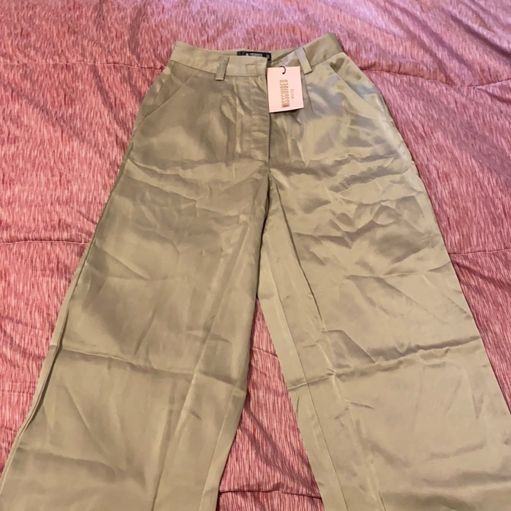 Petite Satin Wide Leg Trouser